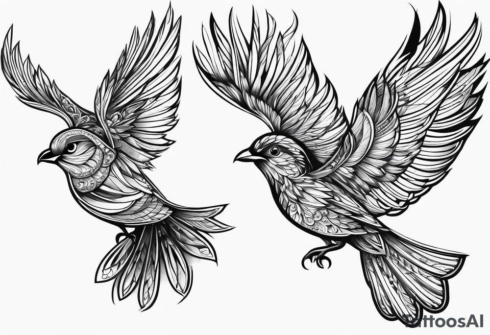 outline of two birds tattoo idea