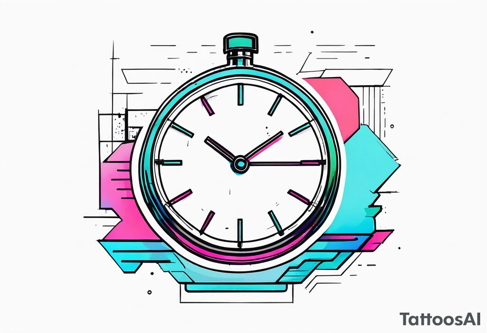 retrowave clock tattoo idea