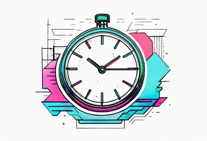 retrowave clock tattoo idea