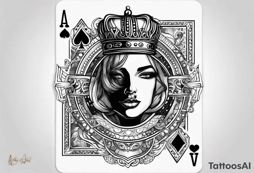 La vida es una Apuesta ace of cards with dice and a crown tattoo idea