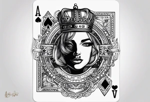La vida es una Apuesta ace of cards with dice and a crown tattoo idea