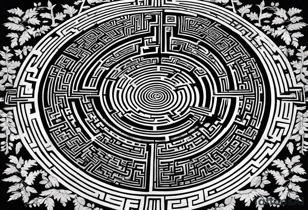 a labyrinth made out of a tree. There is no way to get to the center of the maze. tattoo idea