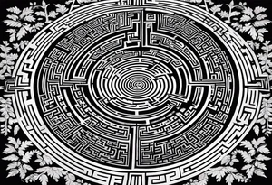 a labyrinth made out of a tree. There is no way to get to the center of the maze. tattoo idea