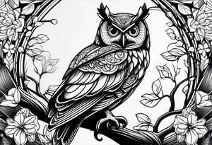 Owl with baby inside tattoo idea