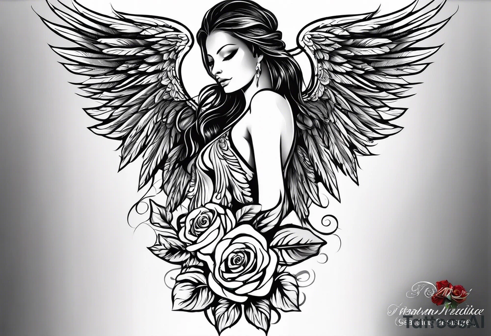 forearm tattoo
tribal angel wing including a rose tattoo idea