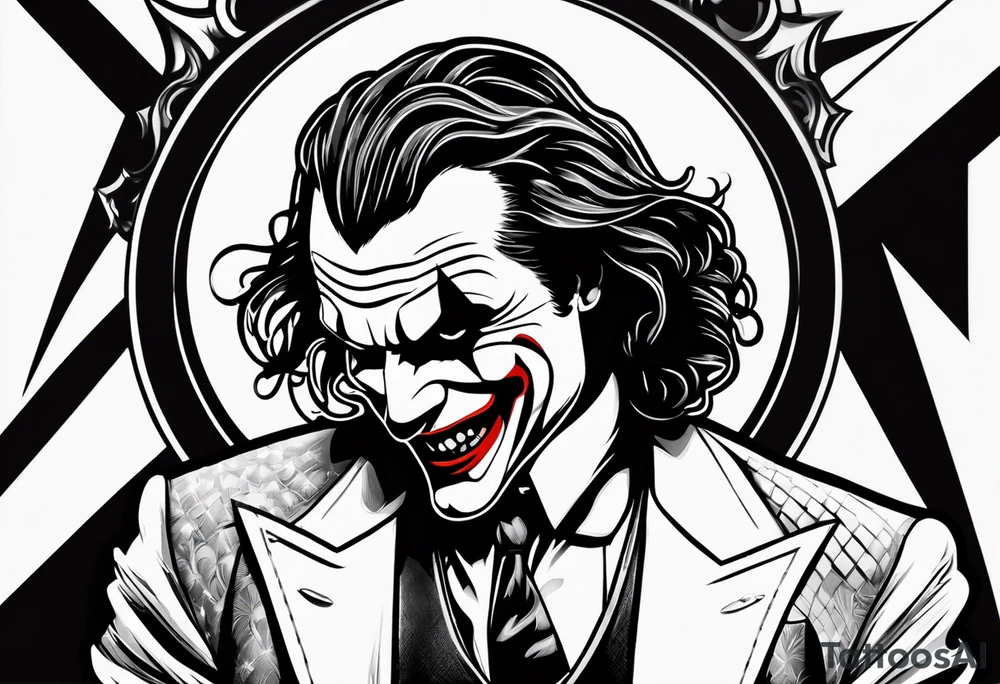 a classic joker engraving simple tattoo idea