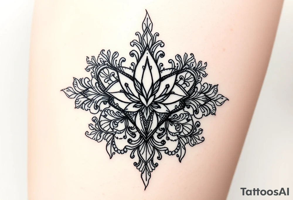 Diamond with vintage lace 
more detailed tattoo idea