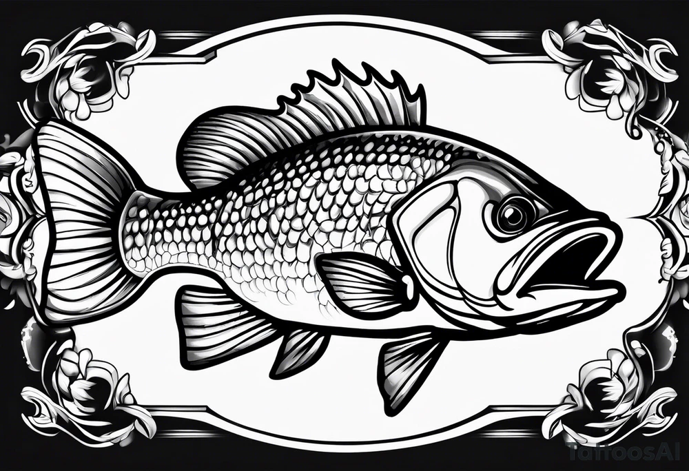 Mean looking cartoon bass tattoo idea