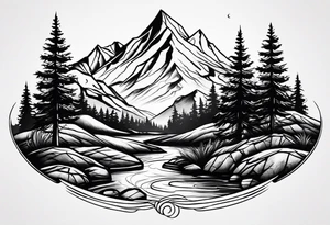 Mountain stream tattoo idea