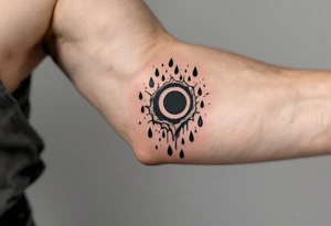 A black hole melting into rain drops tattoo idea