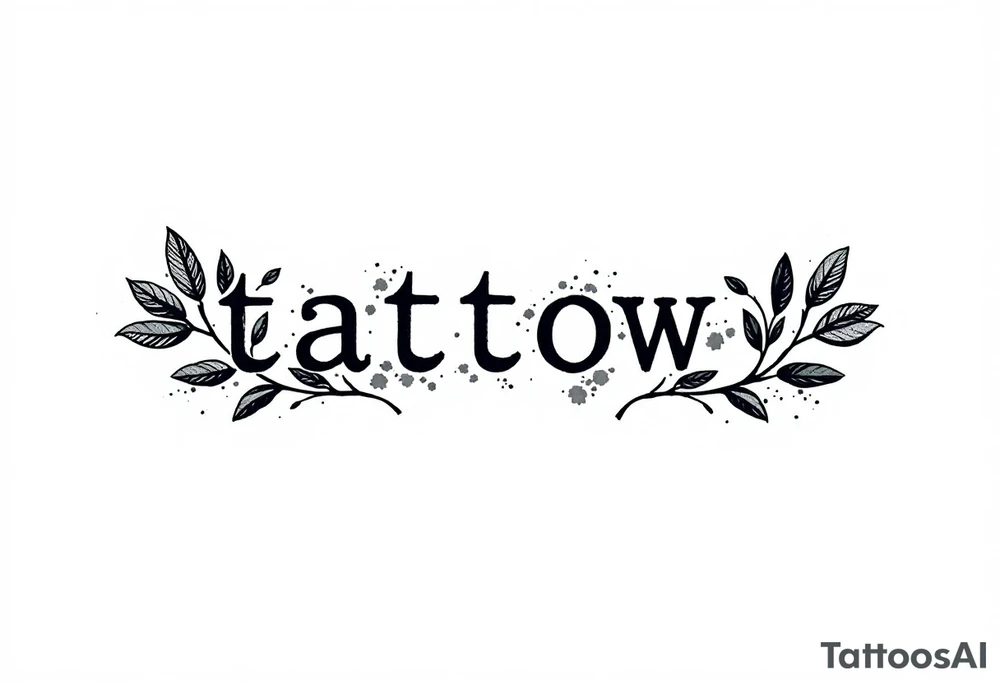 Minimalist black typewriter font surrounded by delicate olive branches in deep green. tattoo idea
