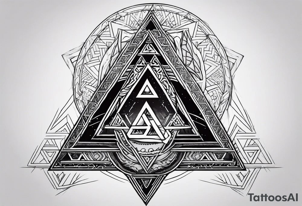 The valknut symbol and a wolf. tattoo idea