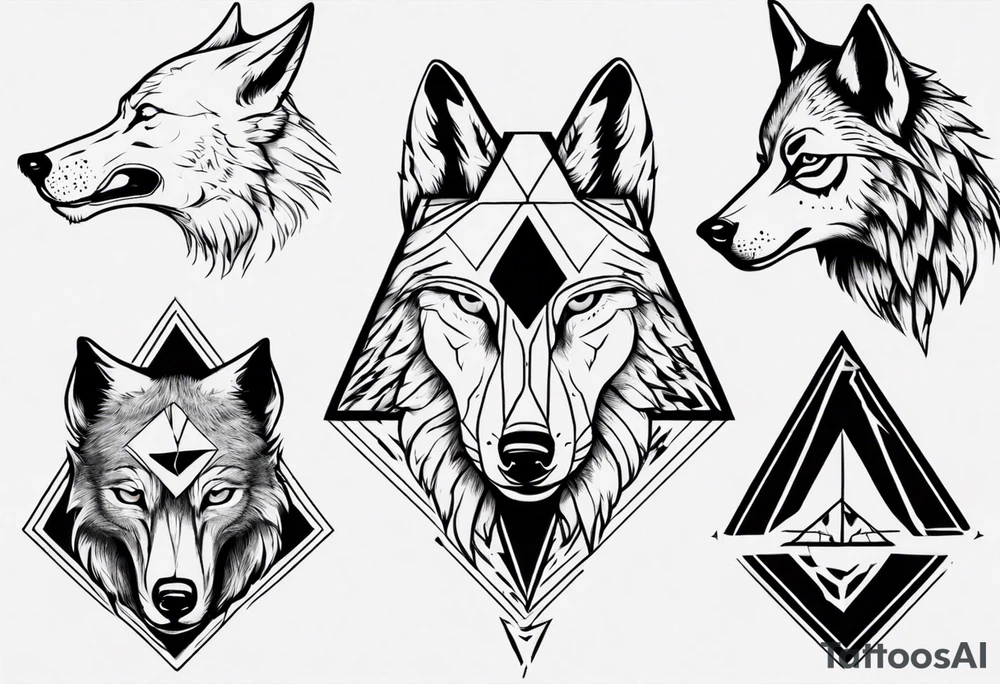 wolf head with a triangle on forehead tattoo idea