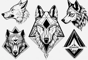 wolf head with a triangle on forehead tattoo idea