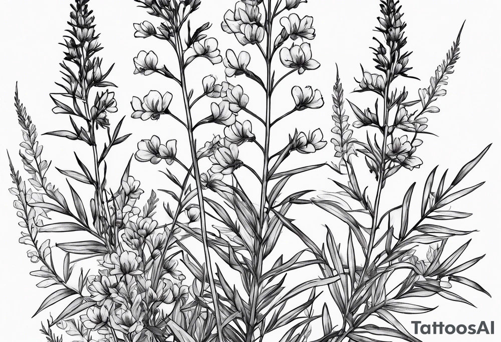 Fireweed thin schematic tattoo idea