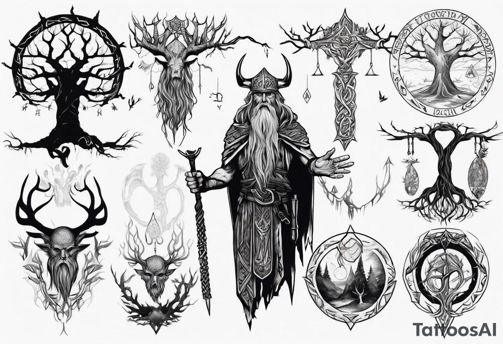 odin hanging on yggdrasil tattoo idea