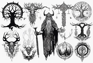 odin hanging on yggdrasil tattoo idea