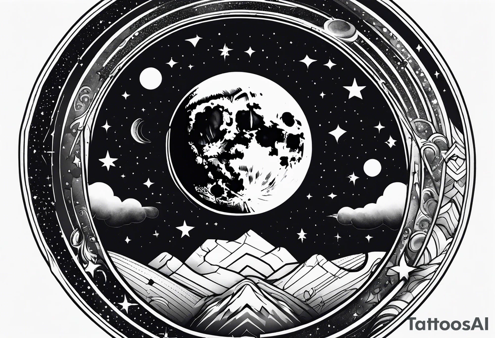 moon in space tattoo idea