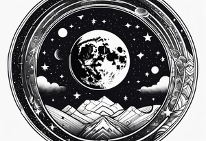 moon in space tattoo idea