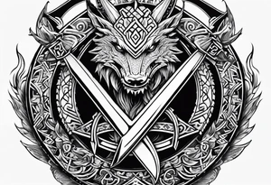 Valhalla sword shield dragon axe Valknut  tribal tattoo idea