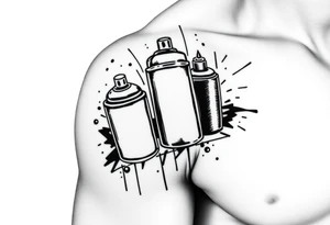 Graffiti markers and spray paint cans tagging on tic tattoo idea