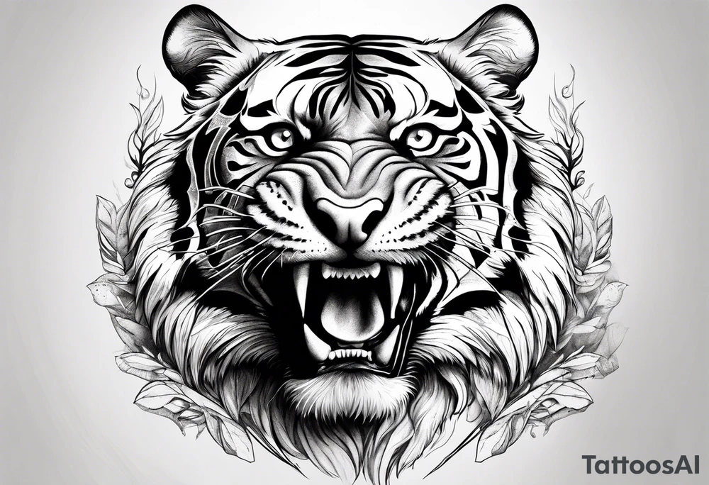 tiger striking a fierce pose tattoo idea