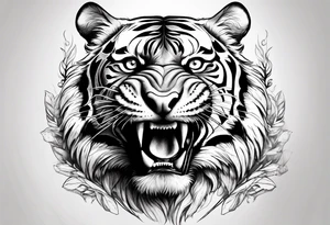 tiger striking a fierce pose tattoo idea
