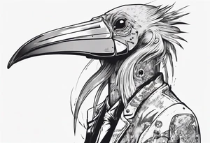 Shoebill with cyberpunk tattoo idea