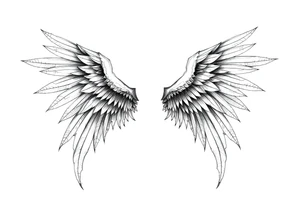Realistic angelwings long tattoo idea