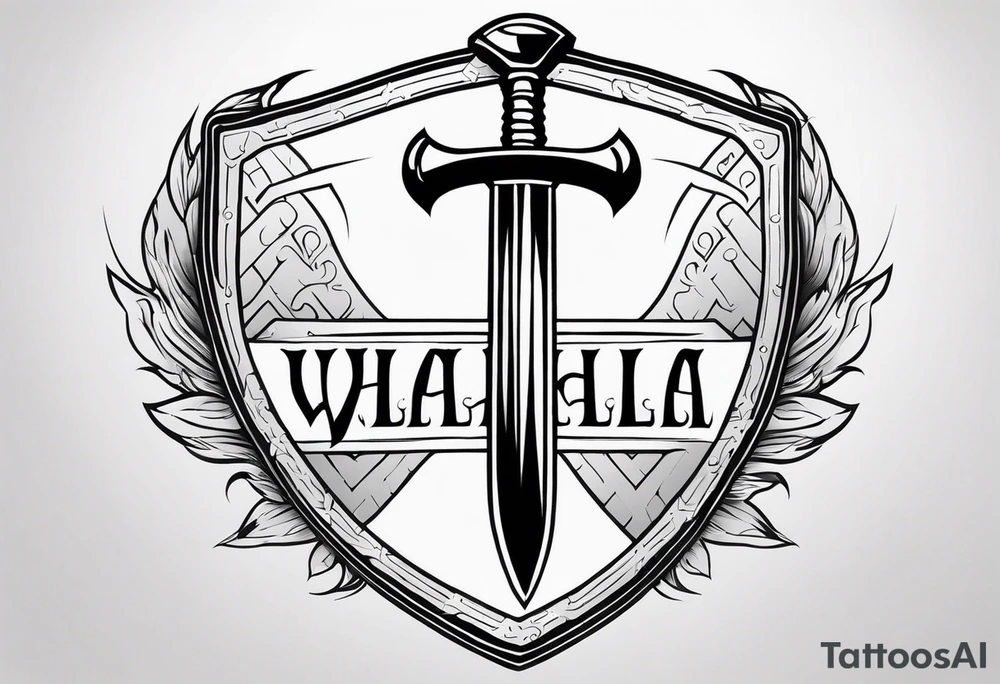 Valhalla shield fire sword tattoo idea