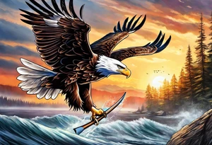 eagle attacking with oar tattoo idea