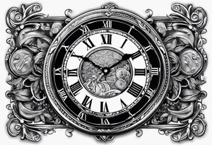 A clock made out of a quarter coin tattoo idea