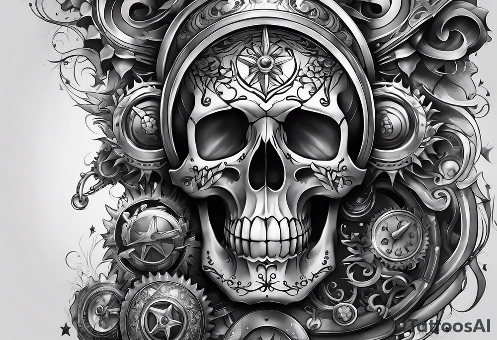 full sleeve mechanical tattoo idea