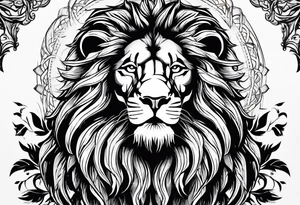 a face lion with jesus tattoo idea