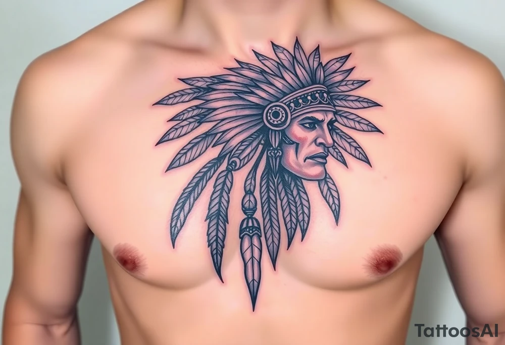 Warrior Indian left chest tattoo idea