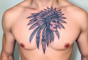 Warrior Indian left chest tattoo idea
