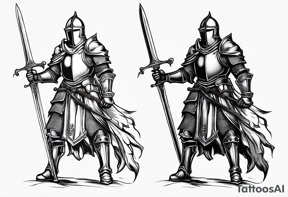 Medieval knight holding a sword tattoo idea