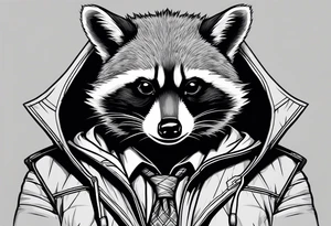 Raccoon wearing a Superman hoodie tattoo idea