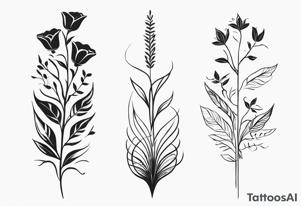 create an elegant spine tattoo for women. make it simple but beautiful. include themes of flowers, leaves, lines, words, etc. make it THIN tattoo idea