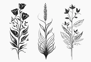 create an elegant spine tattoo for women. make it simple but beautiful. include themes of flowers, leaves, lines, words, etc. make it THIN tattoo idea