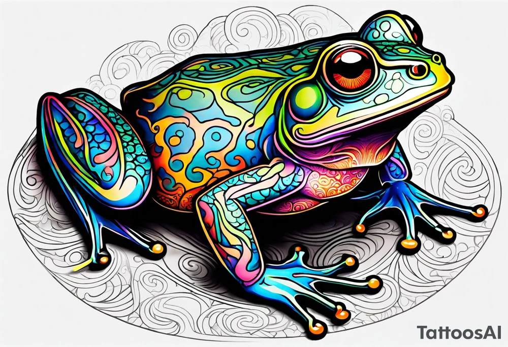 a psychedelic frog tattoo idea