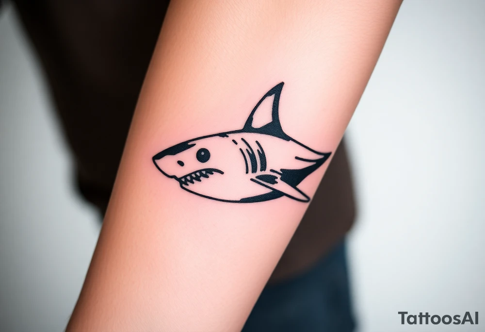 powerful  small great white shark moving forward tattoo tattoo idea