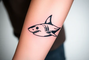 powerful  small great white shark moving forward tattoo tattoo idea