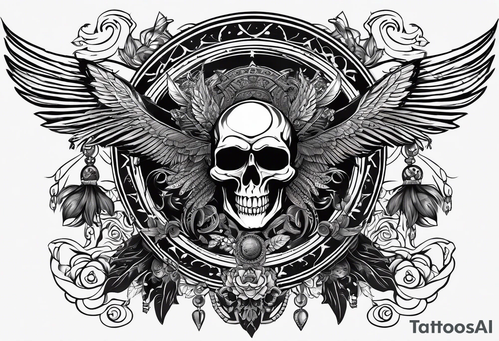 black kali, goddess pirate, alien, pachamama, valkrye, warrior, skull, lotus azul, wing, eagle, zenza resonance, stars, 5D tattoo idea