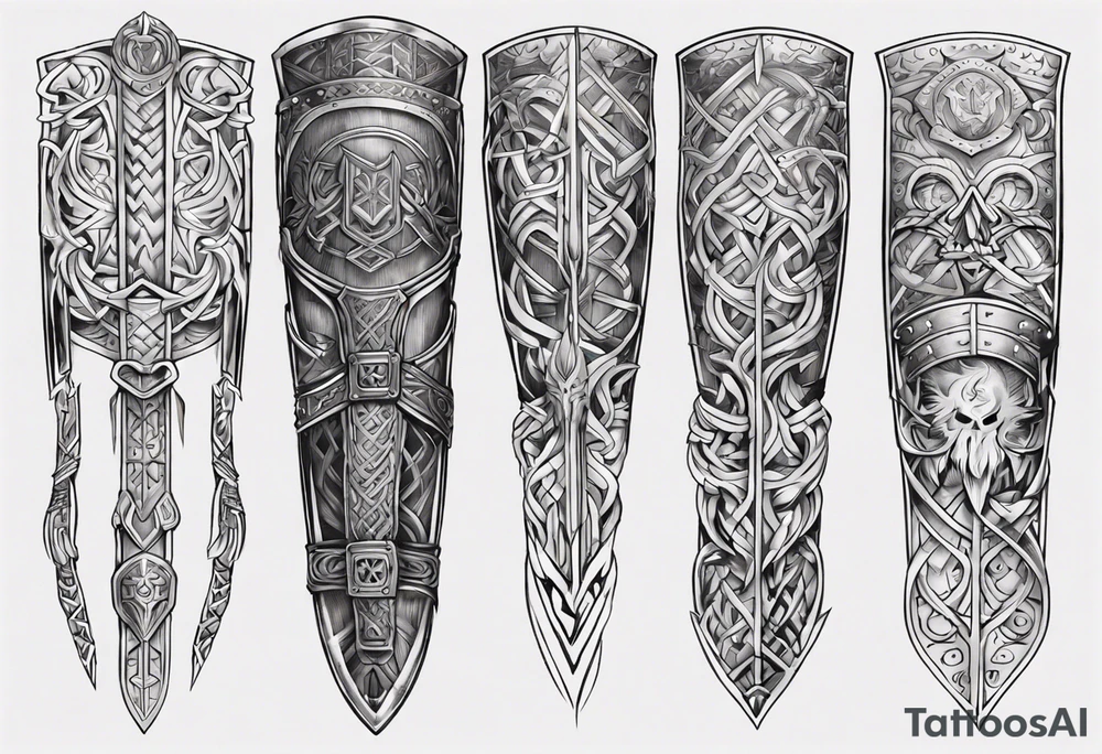 Viking leg armor tattoo idea