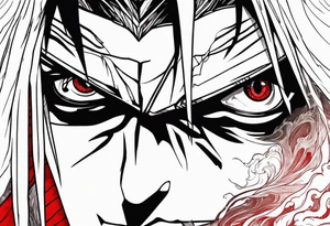 Bloody tears flow from Alucard's eyes in Hellsing tattoo model tattoo idea