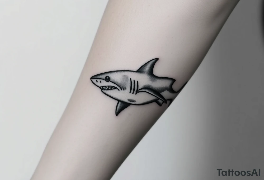 powerful  small great white shark moving forward tattoo tattoo idea