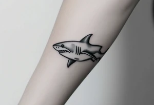 powerful  small great white shark moving forward tattoo tattoo idea