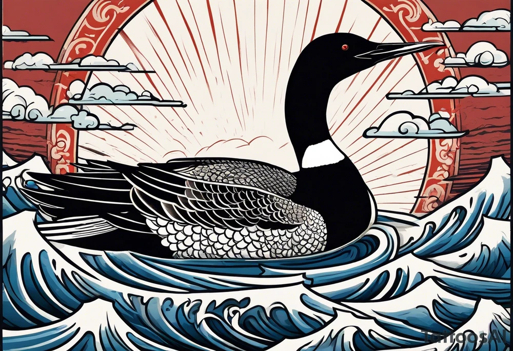 A loon with its wings spread looking badass and tough tattoo idea