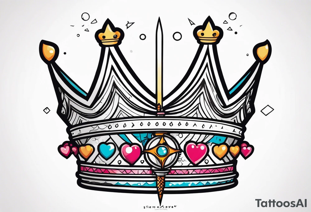 Sword, crown, distance love, science tattoo idea